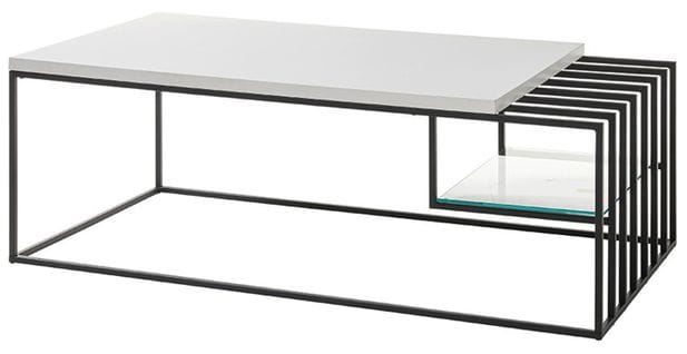 Table Basse En Métal Coloris Blanc Mat / Noir - L.120 X H.40 X P.60 Cm