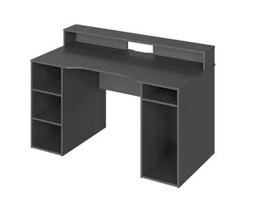 Bureau Pour Ordinateur, Station E-gaming Coloris Anthracite En Bois Mdf - 88 X 136 X 67 Cm