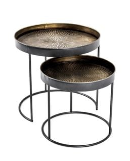 Lot De 2 Tables D'appoint Coloris Noir-cuivré En Métal