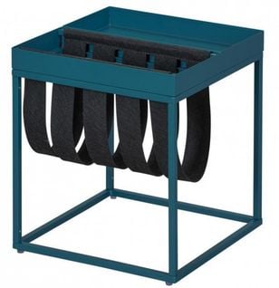 Table D'appoint Carrée / Porte-revue En Métal Coloris Bleu / Noir - L.35 X H.40 X P.35 Cm