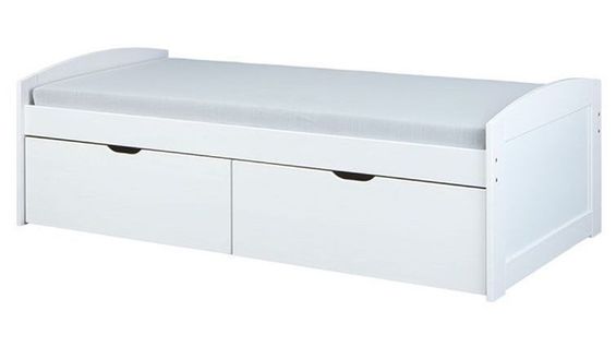 Lit Banquette Pour Enfant En Pin Massif Blanc - L.205 X H.63 X P.98 Cm