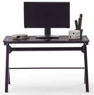 Bureau D'ordinateur / Table De Jeu Coloris Noir En Métal + LED - L. 120 X H. 73 X P. 60 Cm