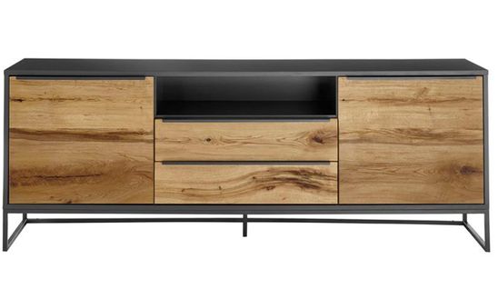 Meuble TV Coloris Anthracite /chêne - Longueur 184 X Hauteur 69 X Profondeur 40 Cm