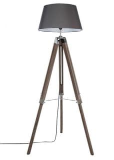 Lampadaire Trepied En Bois Coloris Gris - Longueur 65 X Profondeur 59 X Hauteur 145 Cm