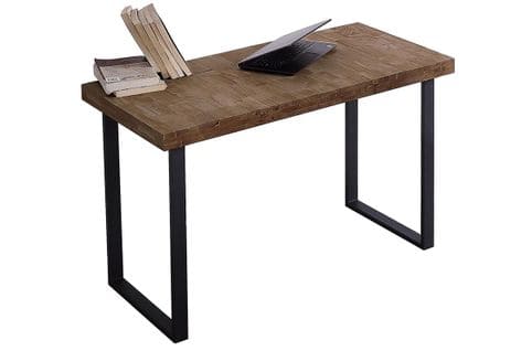 Table De Bureau En Bois Coloris Chêne Américain / Pieds Noir - L. 120 X P. 60 X H. 73 Cm