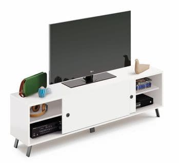Meuble TV 2 Portes Coloris Blanc - H. 52 X L. 160 X P. 40 Cm
