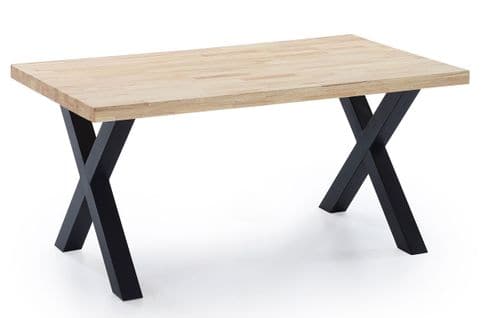 Table À Manger En Bois Coloris Chêne / Pieds Noir - Longueur 160 X Profondeur 90 X Hauteur 76 Cm