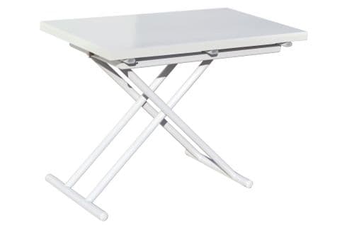 Table Basse Relevable Rectangulaire Extensible Coloris Blanc - Longueur 100 X Largeur 50-100 Cm