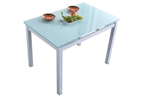 Table À Manger Extensible Rectangulaire Coloris Blanc - L. 110 - 170 X P. 70 X H. 75 Cm