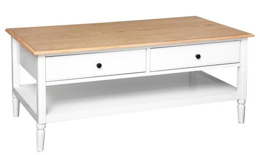 Table Basse Avec Rangement Coloris Blanc - L. 110 X P. 60 X H. 47 Cm
