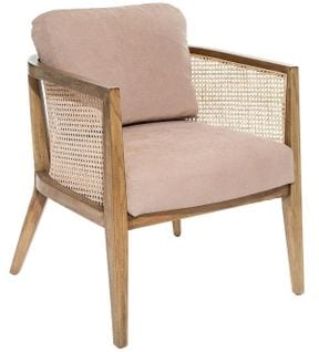 Fauteuil En Peuplier Et Rotin Coloris Taupe - L. 62 X P. 69 X H. 78 Cm