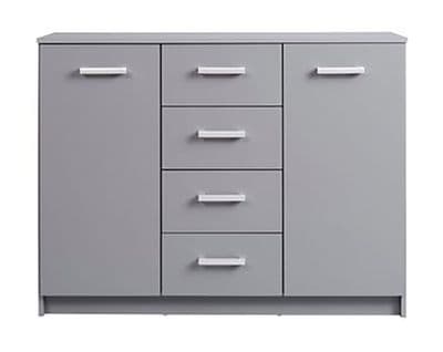 Buffet 2 Portes + 4 Tiroirs Coloris Gris Graphite - L. 119,2 X H. 91,5 X P. 40 Cm