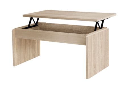 Table Basse, Table De Salon Relevable En Bois Coloris Chêne Cambrian