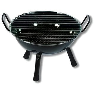 Barbecue Rond Vitrifié Pour Table En Acier Inoxydable Coloris Noir - 32 X 20 Cm