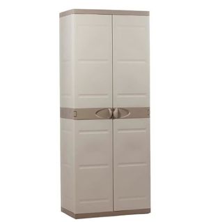 Armoire Meuble De Rangement 2 Portes, Intérieur/extérieur Coloris Beige - L. 70 X P. 44 X H. 176 Cm