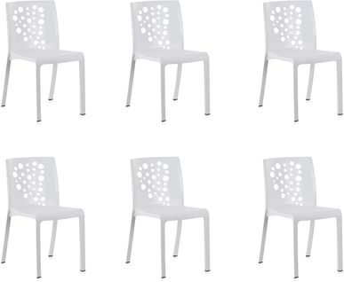 Lot De 6 Chaises De Jardin Empilables En Résine Coloris Blanc - L. 48 X P. 54 X H. 81 Cm