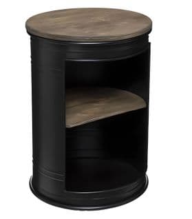 Table Basse En Acier Et Peuplier Coloris Noir - Diamètre 33,5 X Hauteur 47,5 Cm