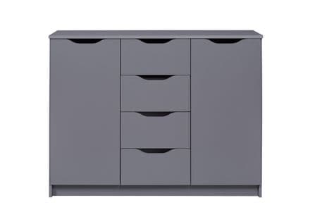 Commode Meuble De Rangement En Bois De 2 Portes Et 4 Tiroirs Coloris Gris Graphite