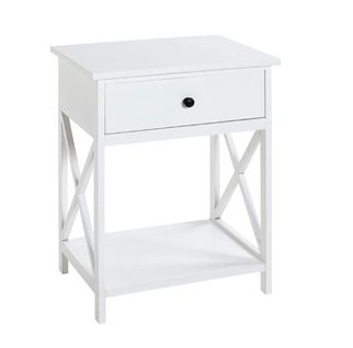 Table D'appoint En Mdf Laqué Blanc - Longueur 46 X Hauteur 60 X Profondeur 35 Cm