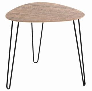 Table D'appoint En Métal Noir Et Mdf Chêne - Longueur 40 X Hauteur 43 X Profondeur 40 Cm