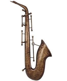 Patère Murale En Métal Vintage Motif Saxophone - Longueur 26 X Hauteur 69 X Profondeur 7 Cm