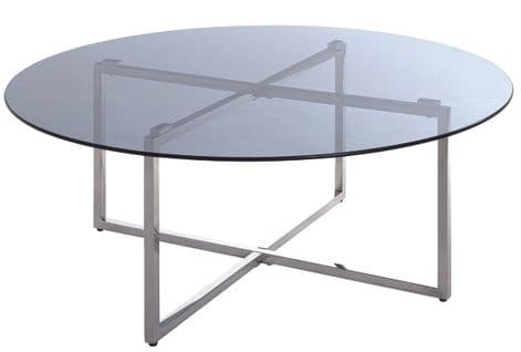 Table Basse En Inox Et Verre Trempé - Diamètre 100 X Hauteur 45 Cm