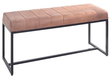 Banc 2 Places En Métal Et Cuir Coloris Marron - Longueur 100 X Hauteur 48 X Profondeur 38 Cm