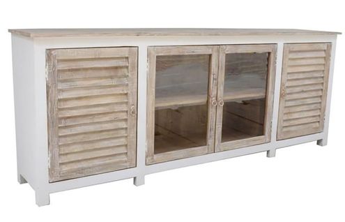 Buffet Meuble De Rangement En Bois Coloris Naturel/marron - L. 210 X H. 82 X P. 40 cm