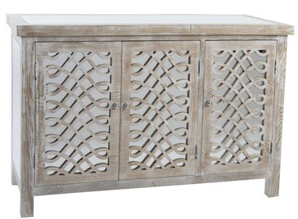 Buffet Meuble De Rangement En Bois Coloris Naturel Aspect Vintage - L. 120 X H. 81 X P. 40 cm