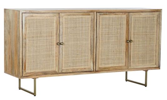 Buffet Meuble De Rangement En Bois De Manguier Et Rotin Coloris Naturel - L. 150 X H. 77 X P. 40 Cm