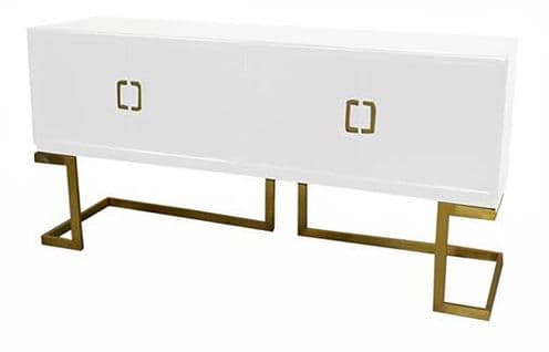 Buffet Meuble De Rangement En Peuplier Et Métal Coloris Blanc - L. 180 X H. 90 X P. 50 Cm