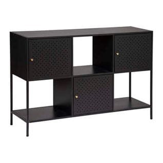 Buffet Avec 3 Portes En Acier Coloris Noir - Longueur 120 X Profondeur 35 X Hauteur 80 Cm