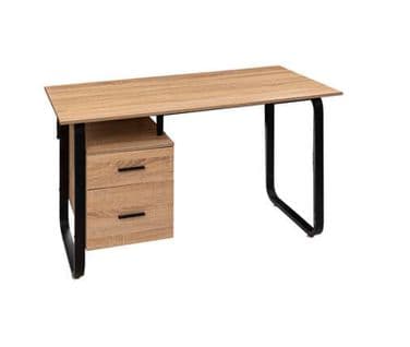 Bureau En Bois Et Métal Coloris Naturel - Longueur 120 X Profondeur 60 X Hauteur 75 Cm