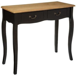 Console En Bois Avec 2 Tiroirs Coloris Noir / Chêne - Longueur 87 X Profondeur 34 X Hauteur 78 Cm