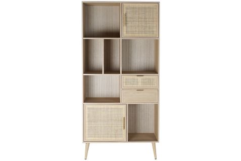 Etagère En Bois De Mdf Et Paulownia Coloris Naturel -  Longueur 90  X Profondeur 37 X Hauteur 189 Cm