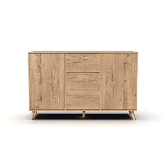 Buffet Coloris Chêne Doré - Hauteur 89 X Longueur 140 X Profondeur 40 Cm