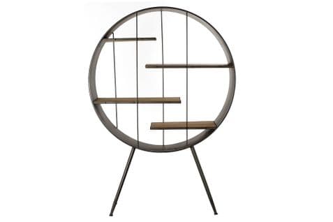 Etagère En Bois Et Métal Coloris Marron / Noir - Longueur 12 X Profondeur 34 X Hauteur 172 Cm