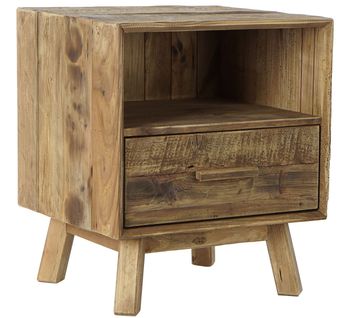 Table De Chevet / Table De Nuit En Bois Recyclé Coloris Naturel - L. 55 X P. 45 X H. 62 Cm