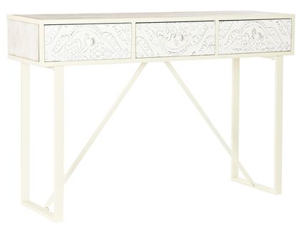 Table Console En Bois De Sapin Et Mdf Coloris Blanc - L. 120 X P. 35 X H. 80 Cm