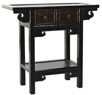 Table Console En bois D'orme coloris Noir /marron Foncé - L. 85 X P. 35 X H. 80 Cm