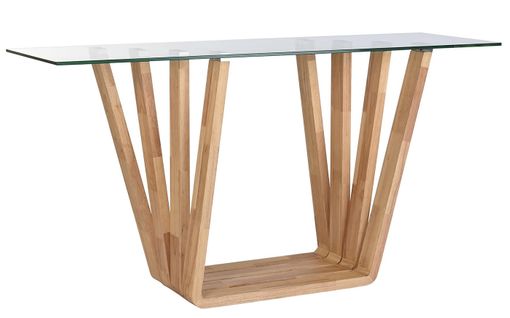 Table Console En bois Coloris naturel Et Verre Transparent - L. 145 X P. 45 X H. 75 Cm