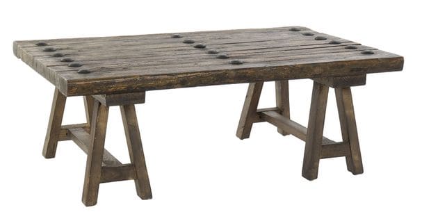 Table Basse En Bois D'orme Coloris Marron - Longueur 110 X Profondeur 70 X Hauteur 40 Cm