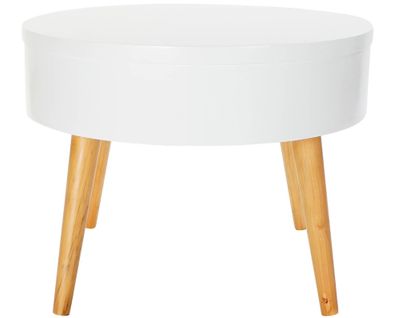 Table Basse En Mdf Coloris Blanc Et Naturel - Diamètre 60 X Hauteur 45 Cm
