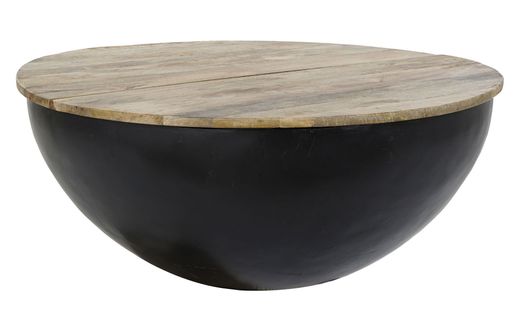 Table Basse En Bois De Manguier Et Métal Coloris Marron / Noir - Diamètre 95 X Hauteur 40 Cm