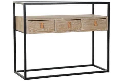 Console / Table Console En Bois Coloris Naturel Et Métal Noir - L. 100 X P. 38 X H. 80 Cm