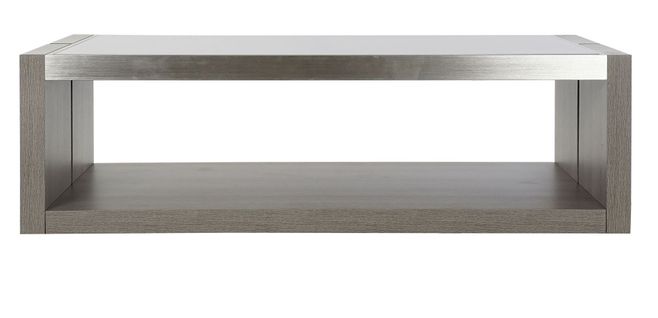 Table Basse En Bois Chêne, Aluminium Et Verre Coloris Gris - L. 120 X P. 60 X H. 37 Cm