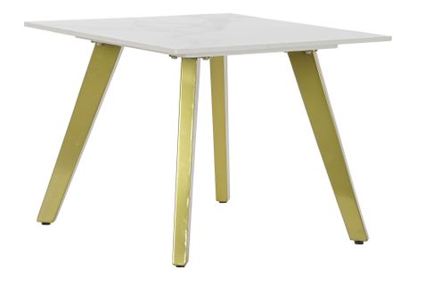 Table D'appoint En Céramique Et Métal Coloris Blanc Doré - L. 60 X P. 60 X H. 48 Cm