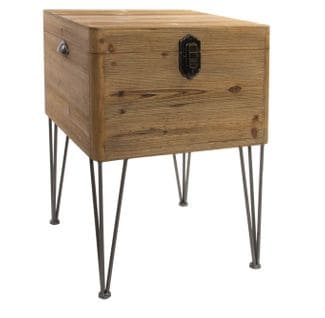 Table D'appoint En Bois Naturel Et Métal - Longueur 49 X Profondeur 51 X Hauteur 74 Cm