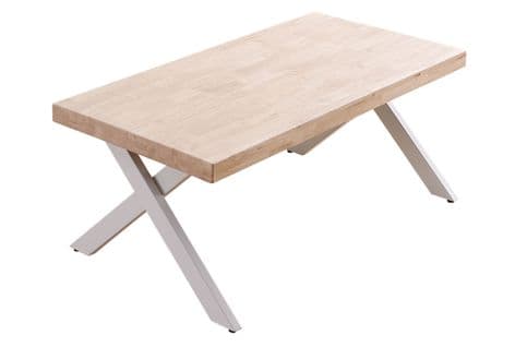 Table Basse Relevable En Bois Et Métal Coloris Chêne Nordique Blanc - L. 120 X P. 66 X H. 47-62 Cm