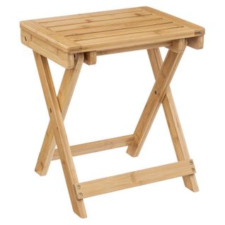 Tabouret Pliant En Bambou Coloris Naturel - Longueur 39 X Profondeur 33 X Hauteur 44 Cm